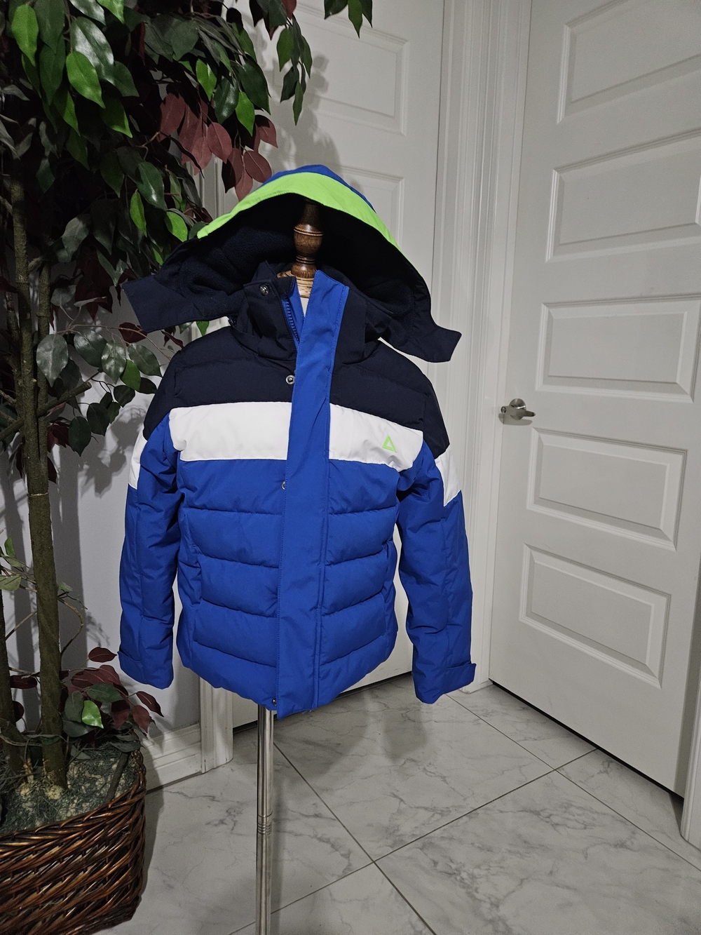 Tec-one Kids Colorblock Blue & Navy Puffer Jacket with Hood